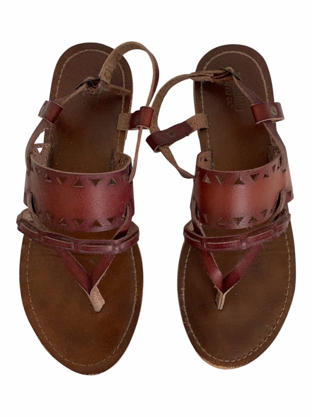 Mossimo Supply Co Sandals Women Size 7 Brown Toe Thong Flats Ankle Buckle